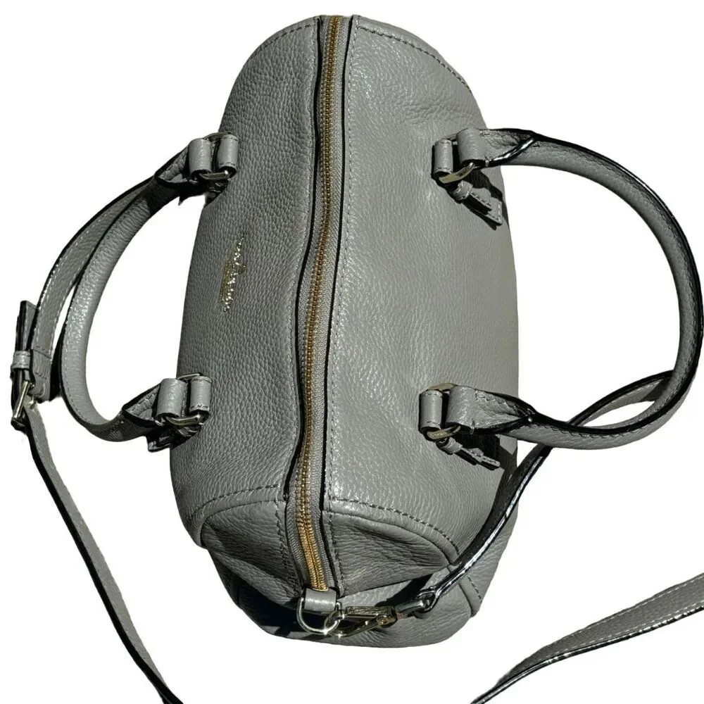 Kate Spade Jackson Street Leather Satchel Crossbody Bag Gray Adjustable Strap - Picture 6 of 16